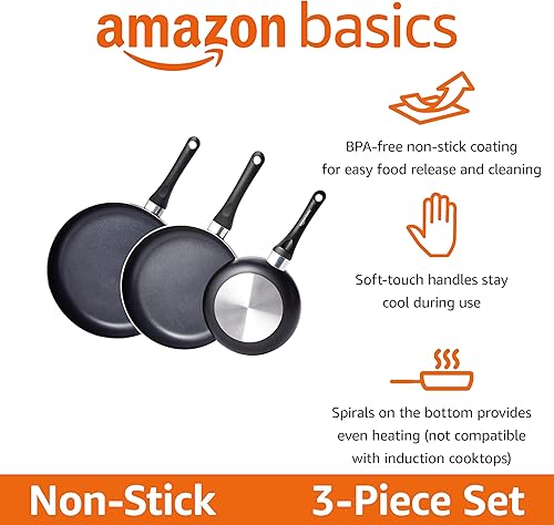 Miniatura 2 de Tienda Basics Juego de sartenes antiadherentes de 3 piezas 8 pulgadas 10 pulgadas y 12 pulgadas
