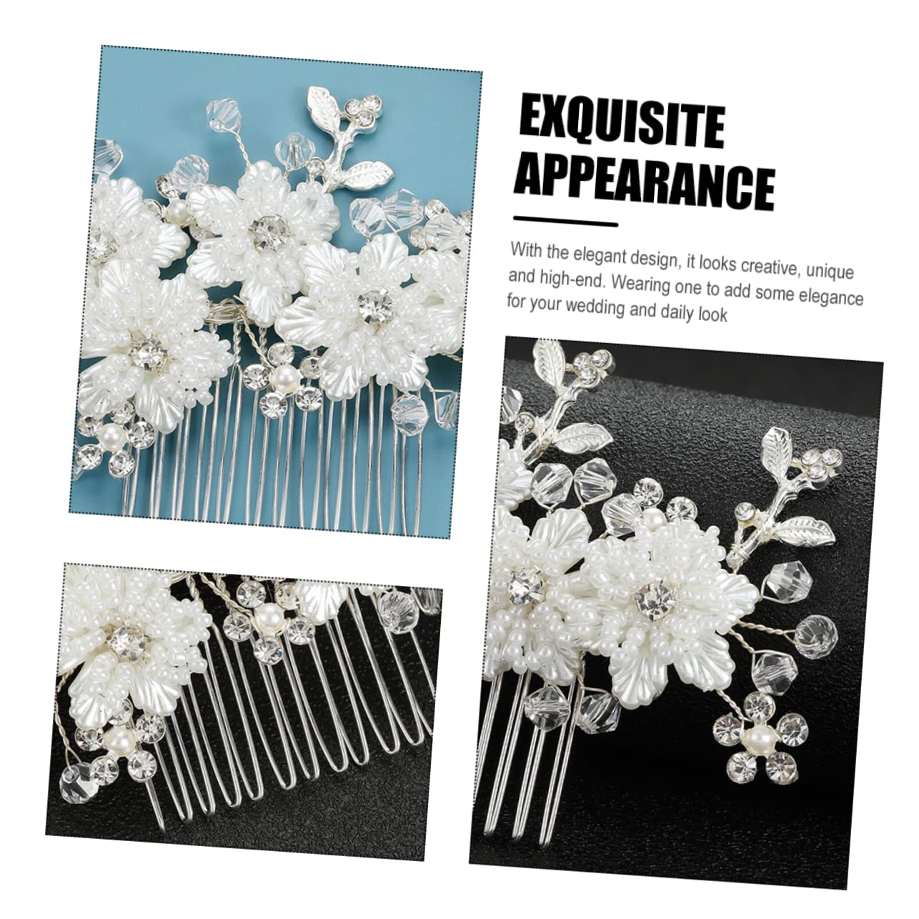 FRCOLOR Haarspangen Damen Mit Kamm 5 Stück Seitenkamm Tiara Brauteinsatz Perlen Haarnadel Braut Haarschmuck Haarspangen Für Frauen Brauthaar Hochzeit Braut Haarkamm Einsatzkamm Hochzeit Haarkamm