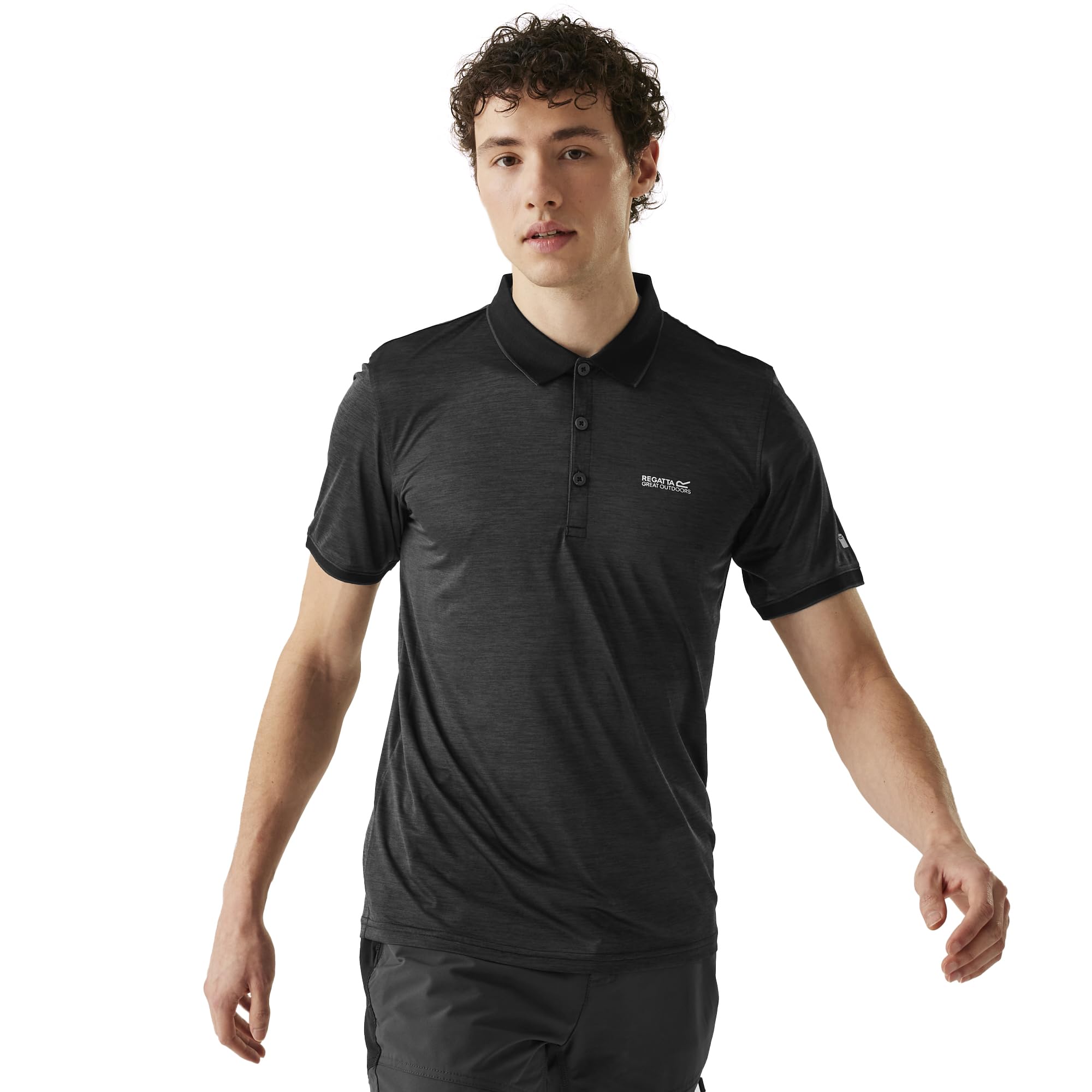 New Regatta Men's (S, ) Remex Ii Jersey Quick Dry Short Sleeve Polo Shirt Top Black