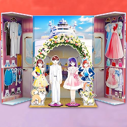 Miniatura 8 de Muñeca magnética de papel de vestir, juguetes de juego de simulación, imán para casa de muñecas, ropa para personas de más de 3 años, aprendizaje