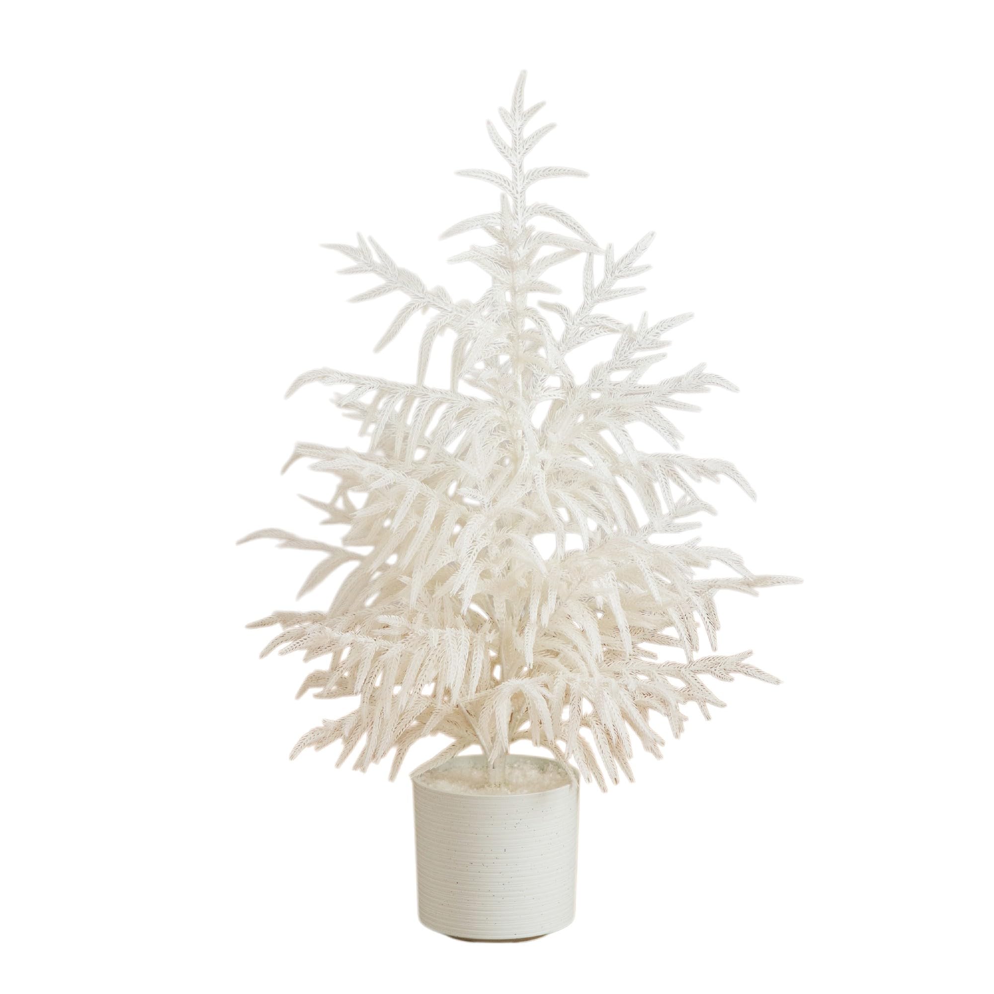 Nearly Natural Sapin de Noël Artificiel, Mousse de Ciment et Fer, Plastique, Blanc, 0,9 m