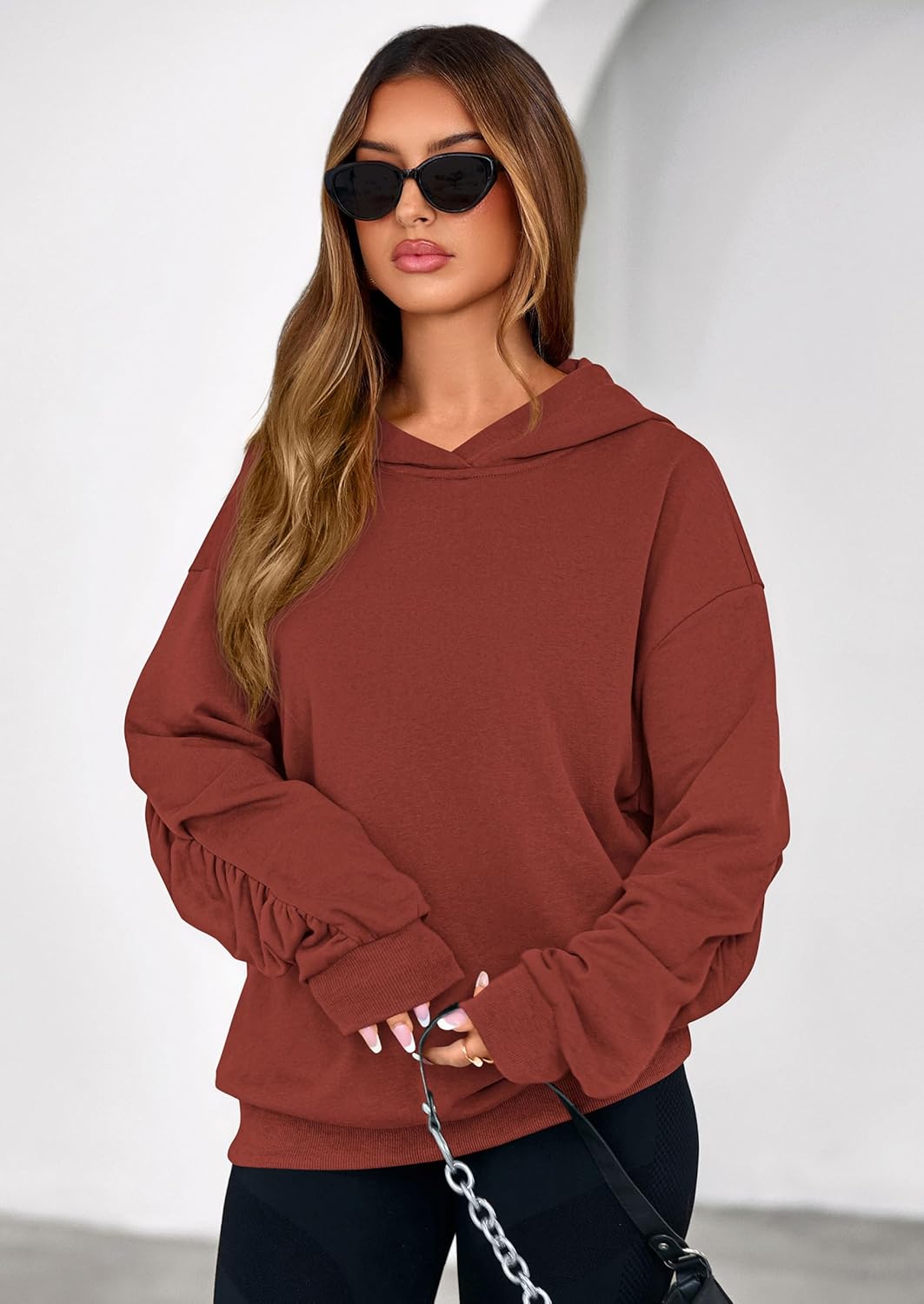 PRETTYGARDEN Hoodies for Women Oversized Pullover Sweatshirts Ruched Long Sleeve Casual Tops Spring Fall Fashion Y2K Clothes - Image 8