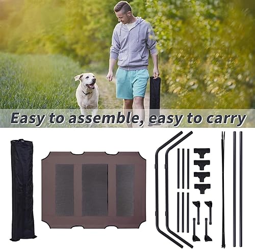 Miniatura 5 de Cama elevada para perros para exteriores con toldo, cubierta extraíble elevada, camas refrescantes para perros con sombra de agua, tienda de campaña