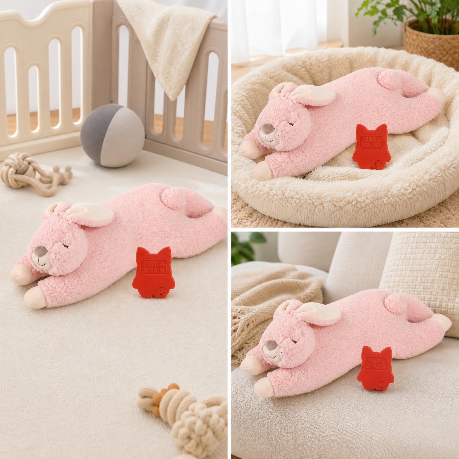 Giocattolo per Cuccioli con Simulatore di Battito Cardiaco Morbido Peluche con Battito Cardiaco Coccoloso per Momenti di Tranquillità