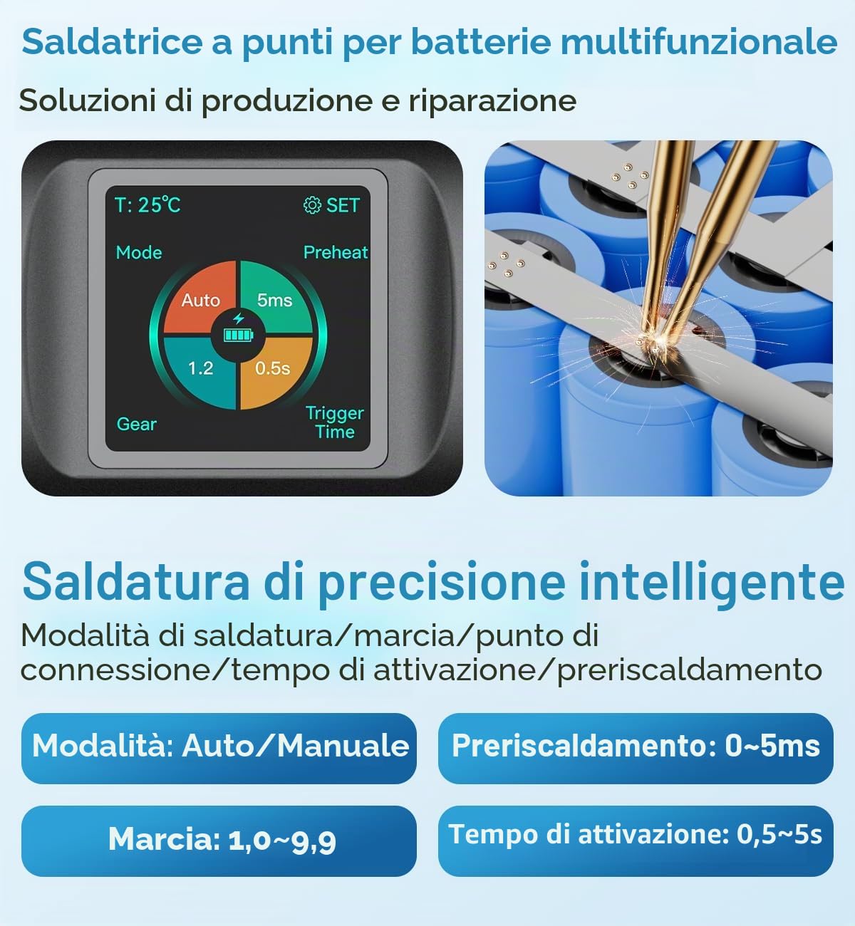 Saldatrice a punti per batterie, AWithZ 2 in 1 Saldatrice a Punti H2 con aghi di ricambio,LCD, 99 Livelli regolabili per riparare piccoli progetti, realizzare pacchi batteria (H2PRO)
