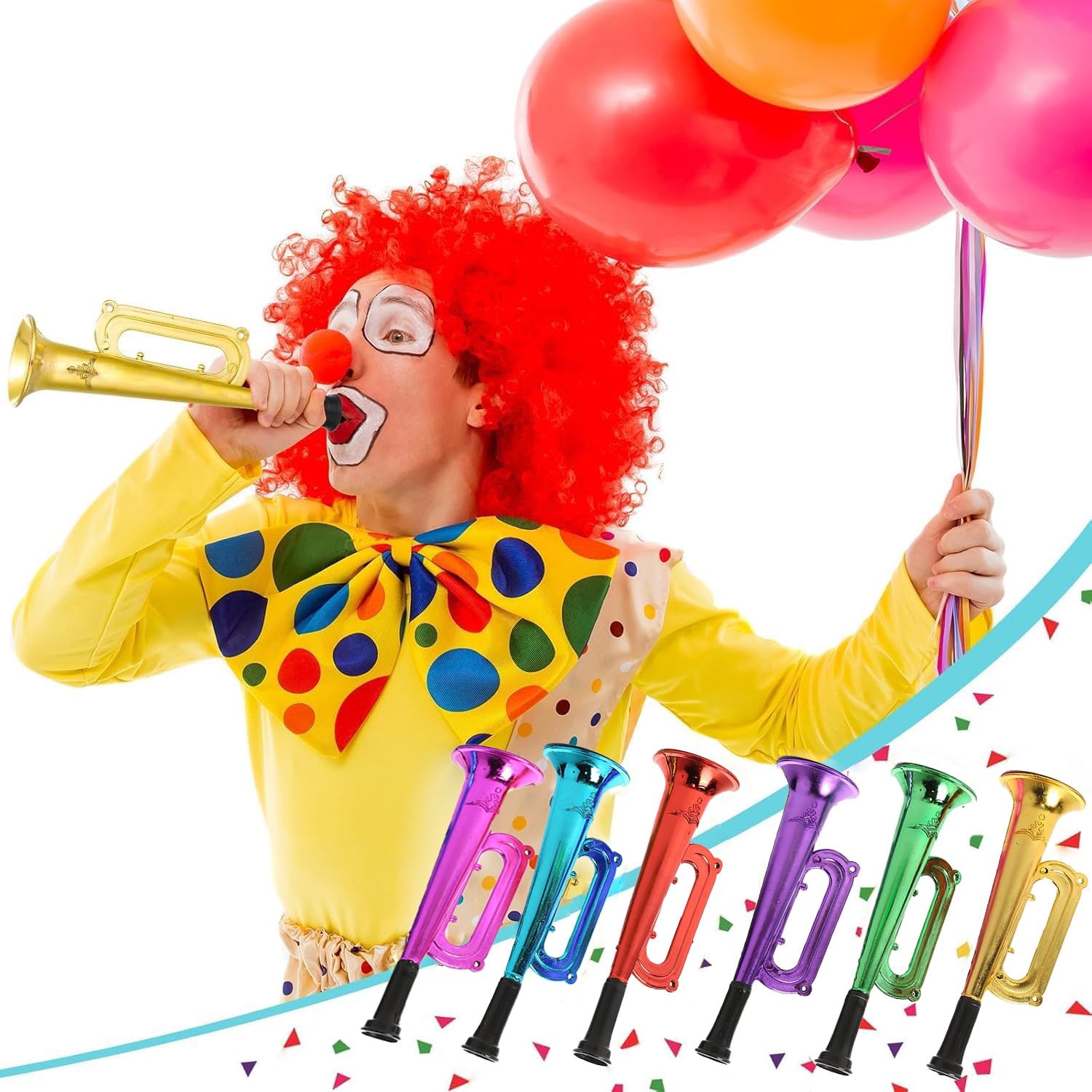 6 Piezas Bocina Trompeta De Juguete, Trompeta Porristas Bocina, Musicales de Plástico, Bocina Muy Fuerte Apoyos Alegría Noisemakers, Accesorios para Fiesta Favor Regalo Niños Juguete