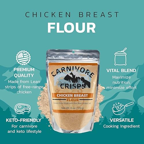 Miniatura 3 de Carnivore Crisps Harina de pollo, harina de pechuga de pollo prémium para cocinar y condimentar, rica en proteínas, apta para dieta paleo y keto, 6