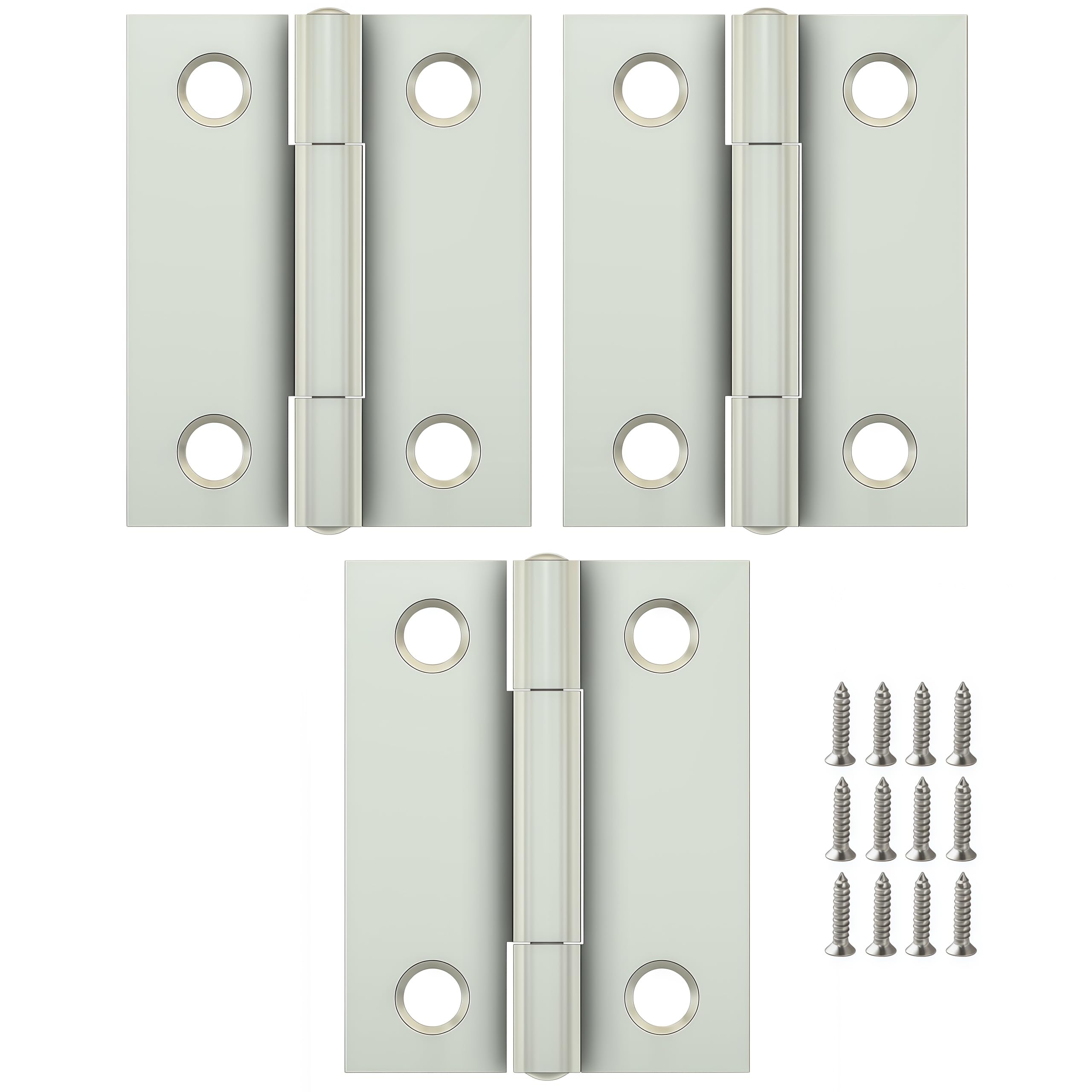 Vbnexyr Regular Hinge 3 Pack Stainless Steel Folding Hinges For Cabinets Casement Hinges And Door/Window Hardware With Screws 38 * 30 * 1.1Mm (Steel Core)