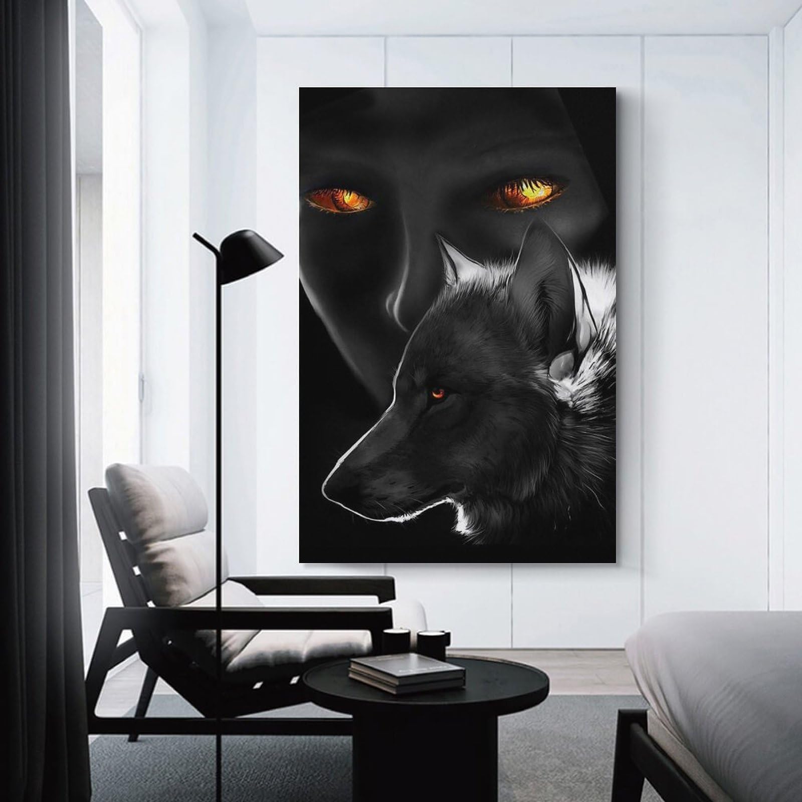 Junmoney Home Decor Wall Art Wolf Intensity, 16x24inch(40x60cm), for New Homes, Bedrooms Or Workspaces, Home Decor Gift with Stylish Appeal