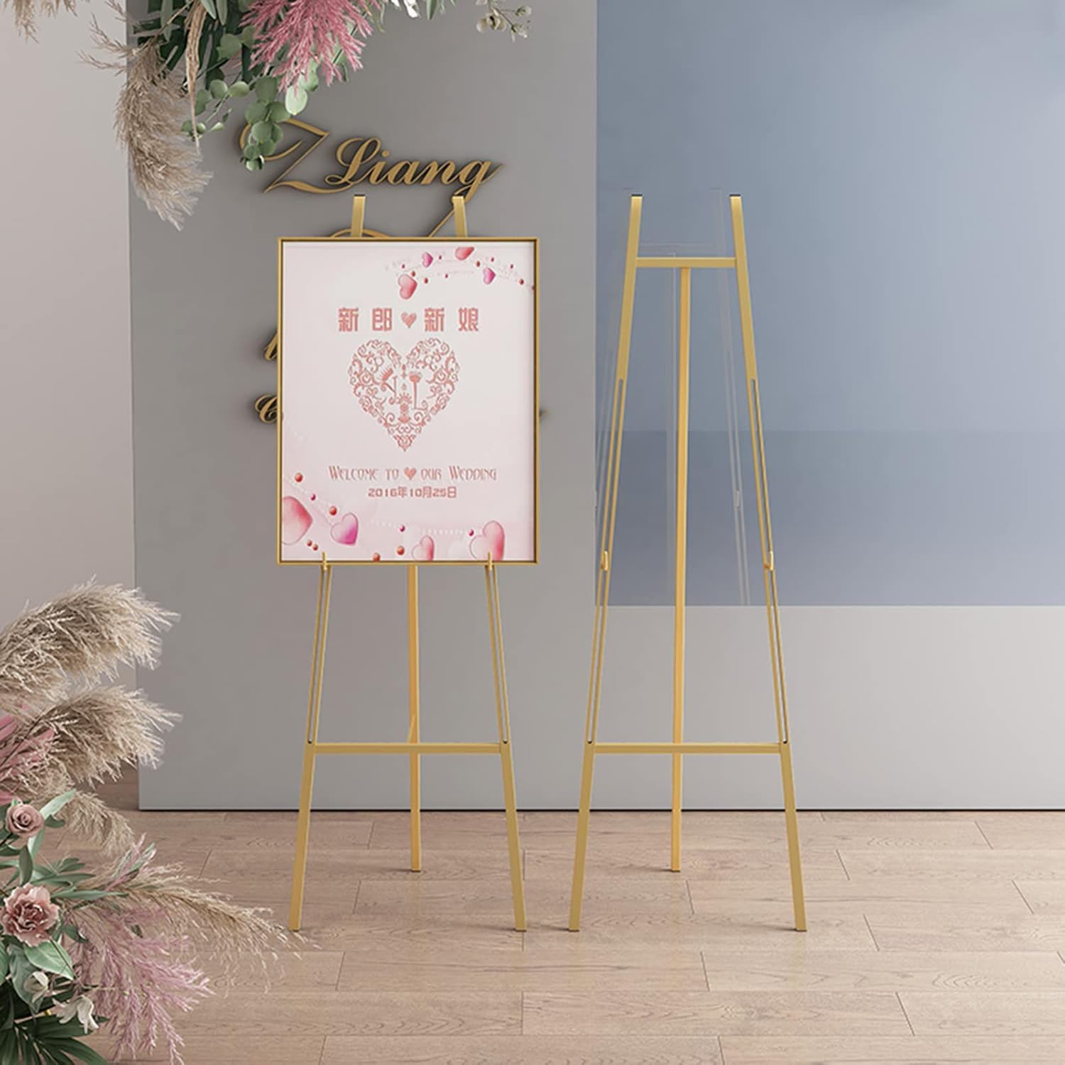 Caballete trípode Plegable Dorado/Negro/Blanco de 115 cm/141 cm de Alto para Pintar, Soporte de exhibición Ajustable de Metal liviano para Bodas (Negro 115 cm) (Blanco 141 cm)