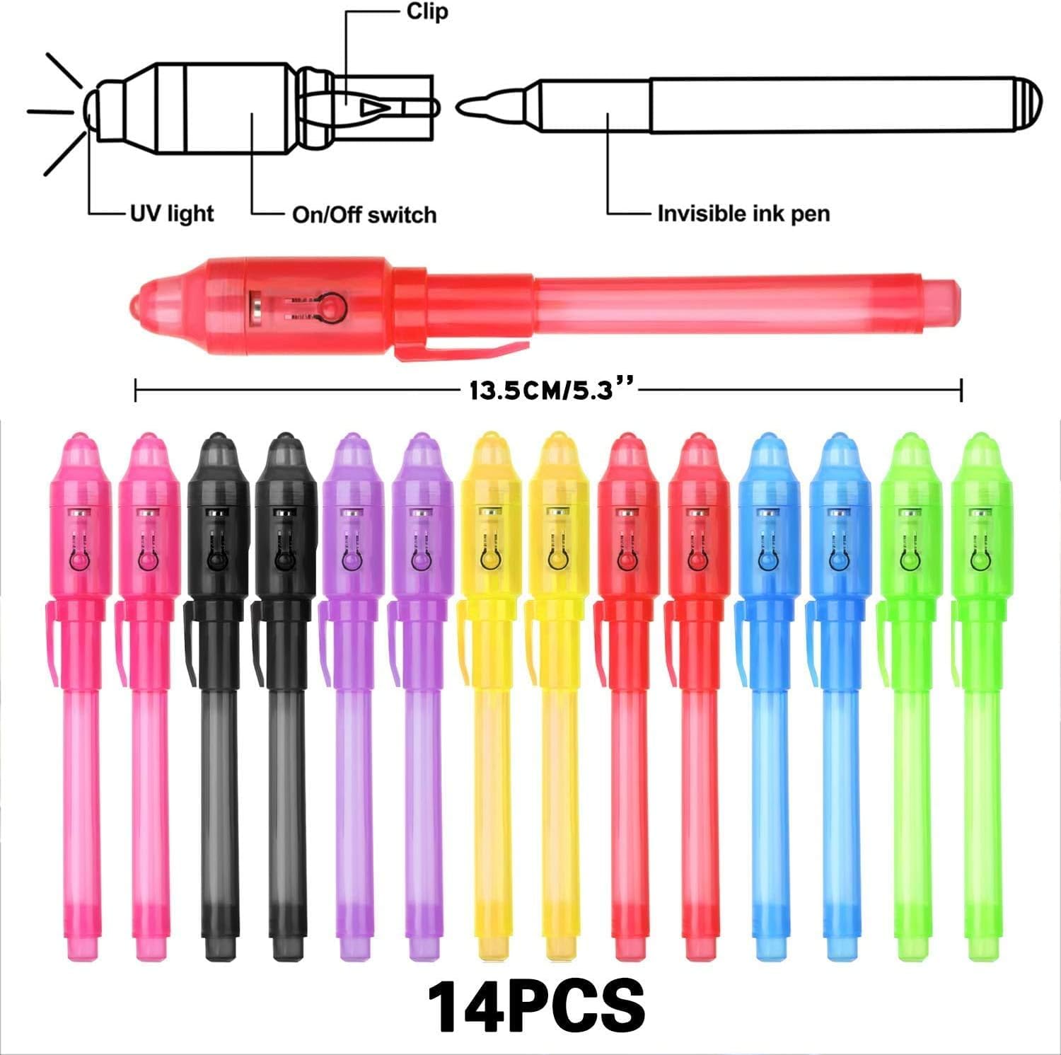 ★invisible ink ★ Invisible Ink Pen,20 Pcs with UV Light Magic Spy Marker Kids