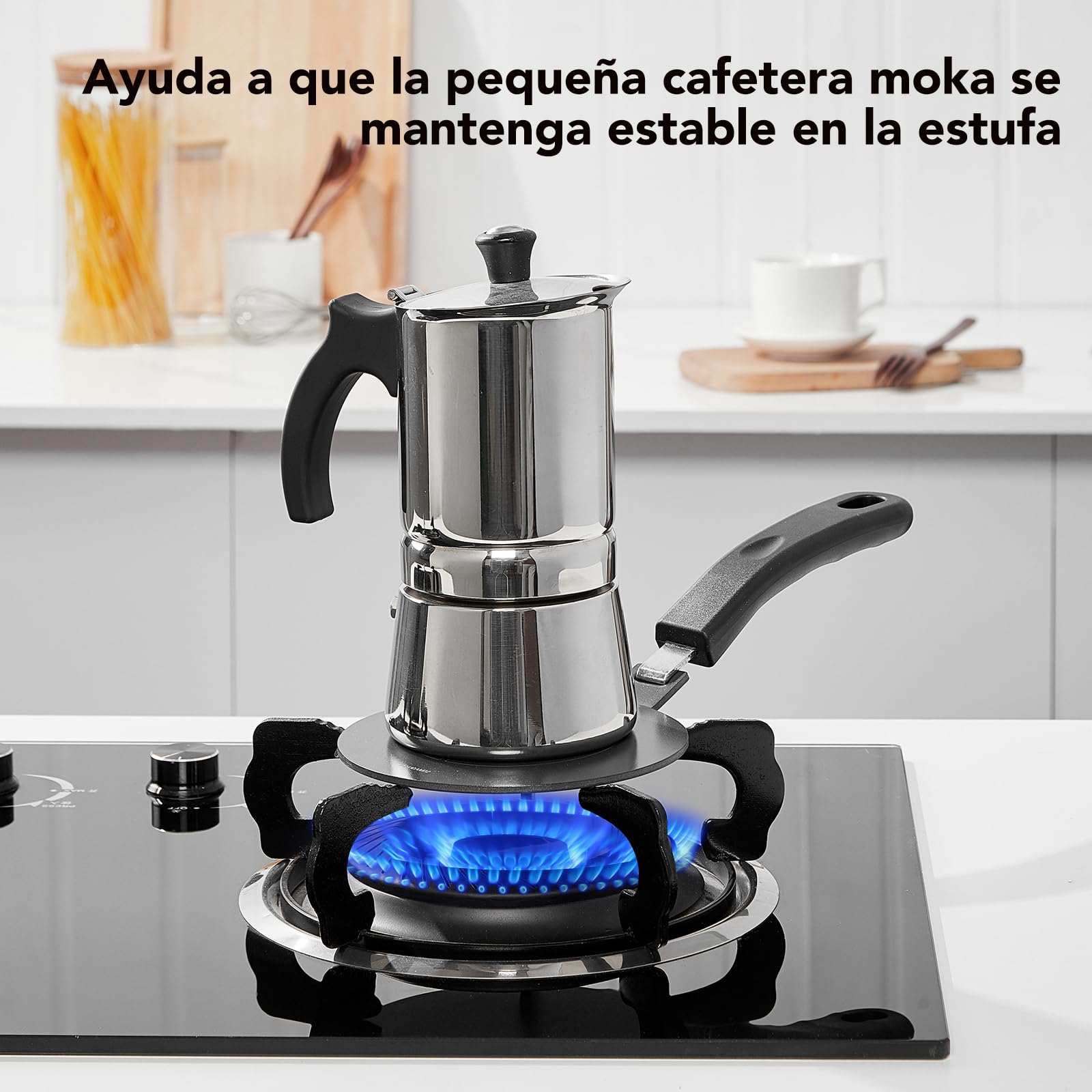 ACTIV CUISINE Adaptador de inducción de disco placa de 14 cm de difusión de calor de acero inoxidable, difusor de inducción Moka para utilizar cafeteras y utensilios de cocina, Negro — view 3