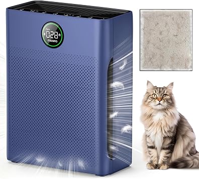 Air Purifiers for Home Large Room up to 2200sq.ft, MOOKA Air purifier for Home Pets with Washable Filter, PM 2.5 Display Air Quality Sensor Air Cleaner for Bedroom, Dorm room, Pets, Office PR1 Blue