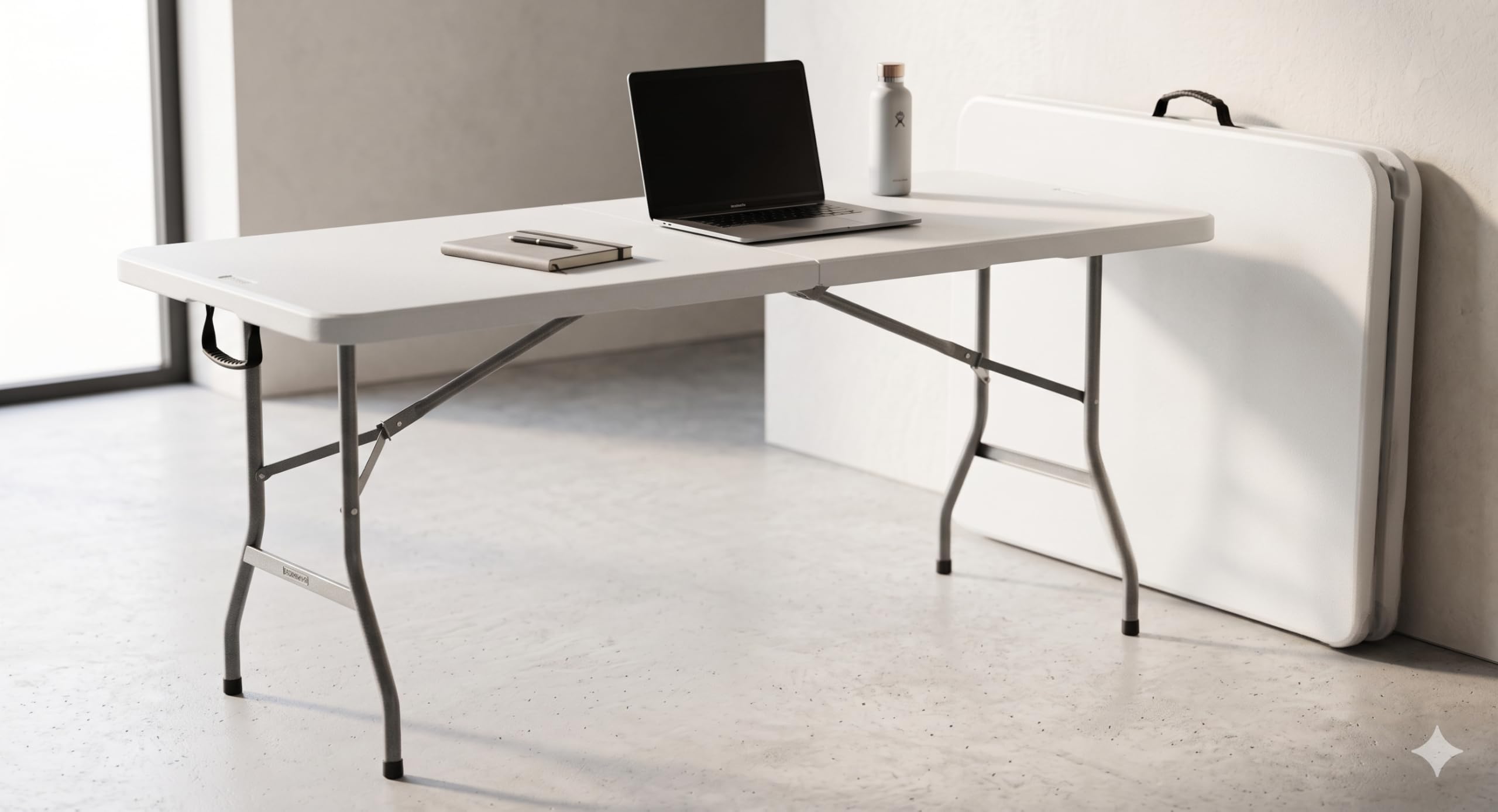 BERARDI | Tavolo pieghevole in resina bianca, 180x70x74 cm, portatile con maniglia, per sagra, campeggio, birreria, catering, casa, fiere