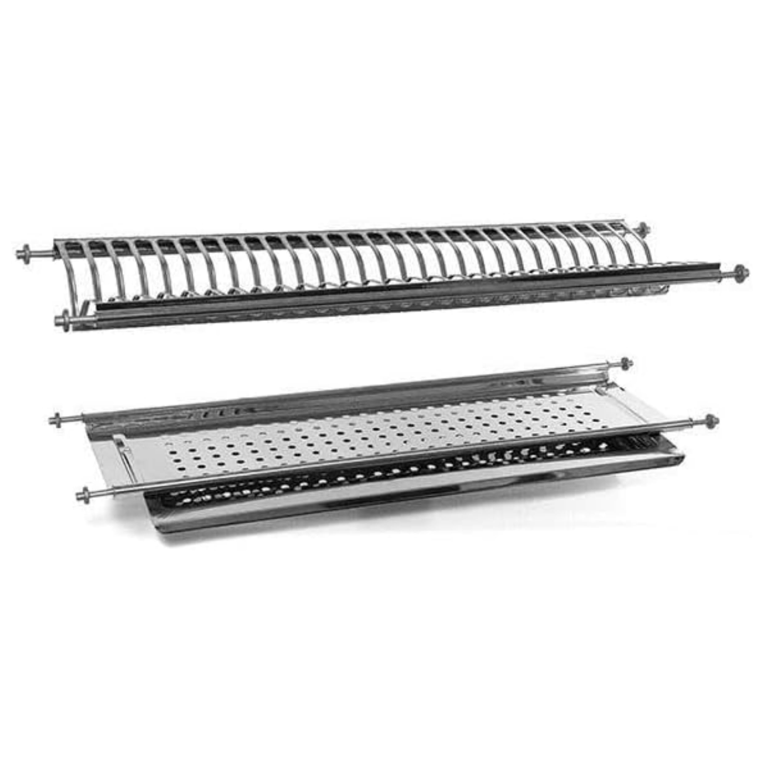 EffeDecor Scolapiatti Per Pensili da Incasso in Acciaio Inox Completo con Vaschetta Raccogligocce Ideale per Pensili da Cucina 76/86 cm Made in Italy (86 cm)
