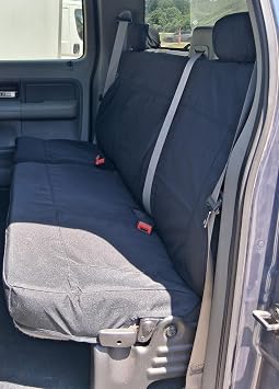 Durafit Seat Covers Made to fit, 2004-2008 Ford F150 Rear Solid Back 60/40 Split Bottom Seat with Adjustable Headrests. Made in Black Velour