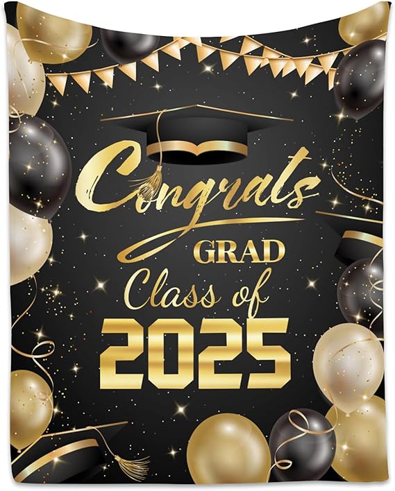 Graduation Blanket - Class of 2025 Graduation Gifts for Her or Him - 40"x50" Flannel Soft Throw Decorations - Senior 2025 Blankets for College, High School, Graduation Day