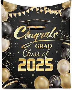 Graduation Blanket - Class of 2025 Graduation Gifts for Her or Him - 40"x50" Flannel Soft Throw Decorations - Senior 2025 Blankets for College, High School, Graduation Day