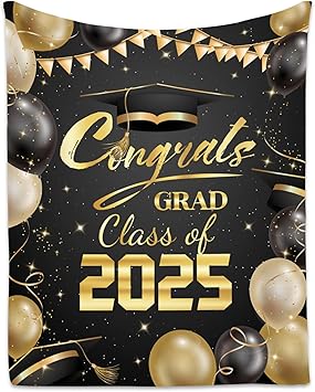 Graduation Blanket - Class of 2025 Graduation Gifts for Her or Him - 40"x50" Flannel Soft Throw Decorations - Senior 2025 Blankets for College, High School, Graduation Day
