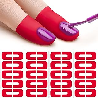 40pcs Nail Polish Protector for Fingers, U Shape Latex Nail Polish Barrier, Peel Off Skin Cuticle Protector, Red Nail Guard Tape for Nail Stickers, Painting, Manicure (4 Sheets)