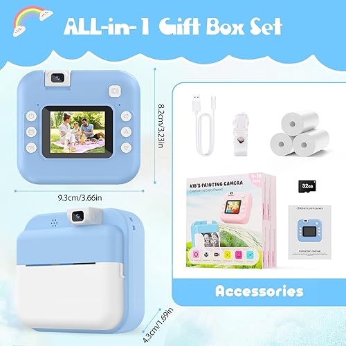 Miniatura 8 de Cámara para niños con impresión instantánea cámara digital con lente abatible, regalo de cumpleaños para niños y niñas, fotos de impresión
