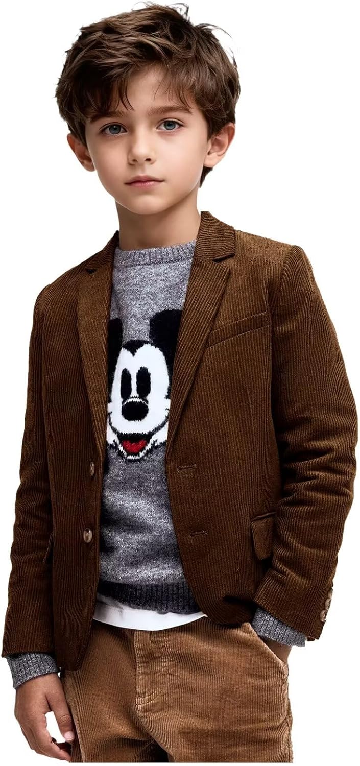ORBITRAY 2-14 Years Corduroy Notch Lapel Coat First Communion Jacket Coats for Boys Fall Coat Winter Dinner Dress Blazers