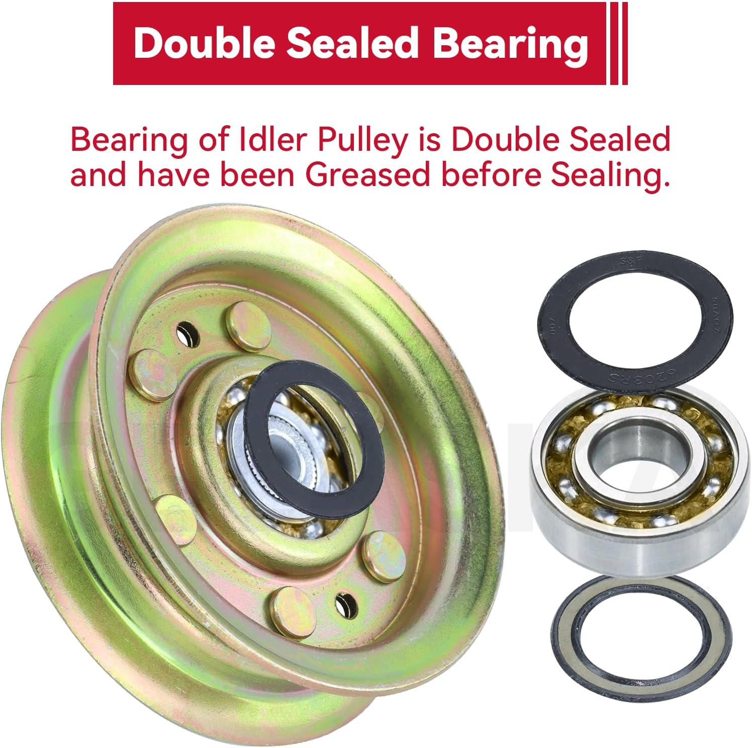 GELASKA 2 Pack 131494 Idler Pulley Craftsman Replaces 165888 532173437 532173438 597025001 532165888 532131494 532155191 for Craftsman 42 inch LT1000 LT2000 YTH18542 YTH1542XP YTH150 Mowers