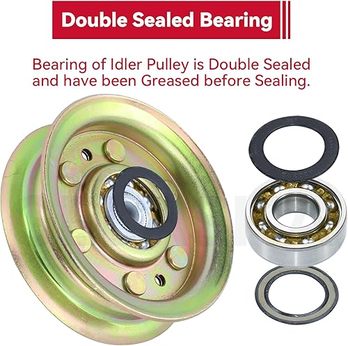 Miniatura 6 de GELASKA Paquete de 2 poleas 173437 que reemplazan a Craftsman 131494 Polea tensora 165888, Husqvarna 532173438, 532173437, 532165888, 597025001,