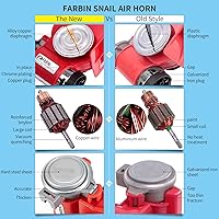 Vista 5 de FARBIN - Bocina de aire mini de 12 V, 150 db, súper fuerte, claxon compacto para automóvil con compresor y arnés de cableado para cualquier vehículo