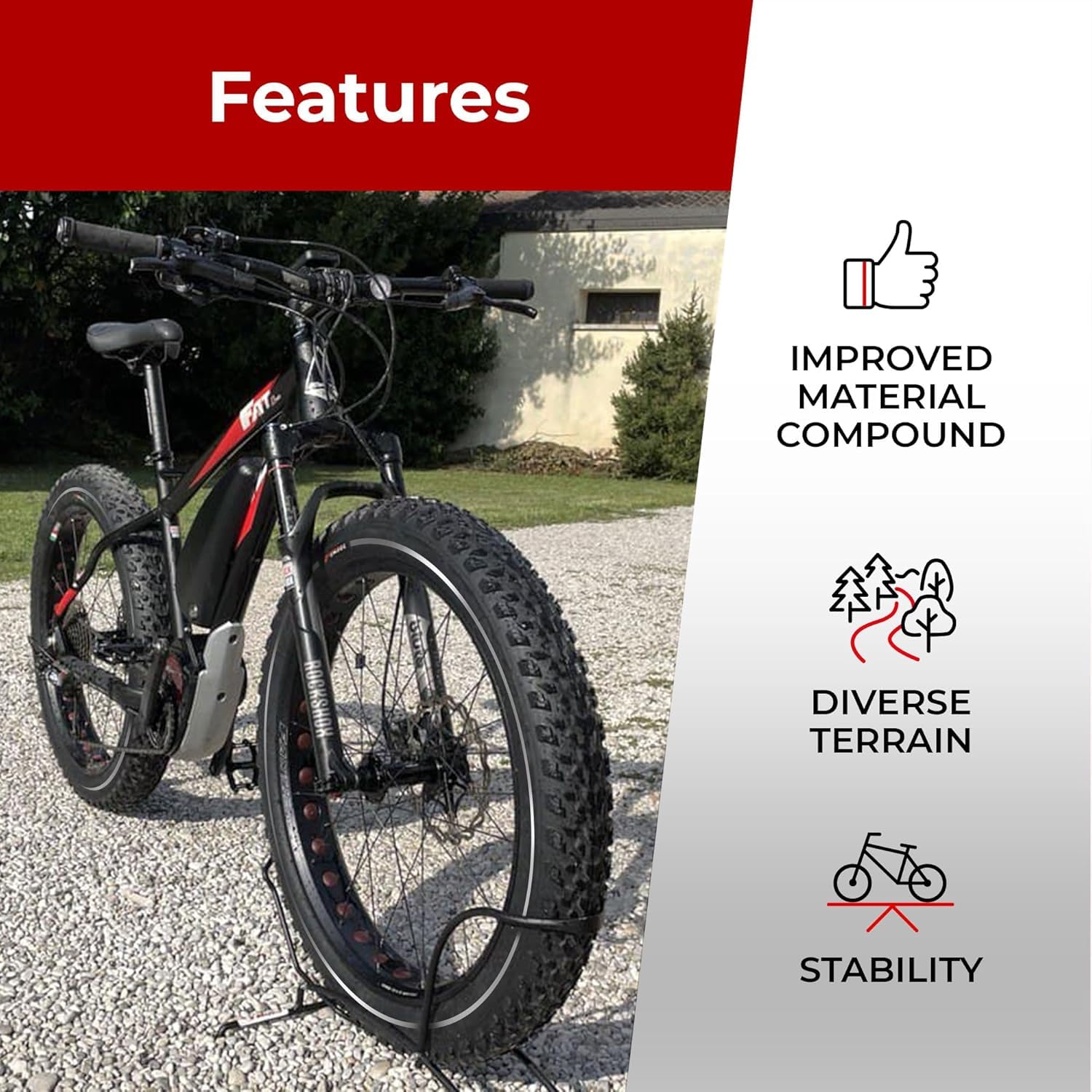 Fincci Fat Pneus 26x4.00 Pouces - Paire Pliable Pneu VTT 26 Pouces 100-559, pour Fat Bike, Route bici, Montagne Velo, Electrique Bicyclette - Un Paquet de 2, Convient Sable, Neige, Terre, Sentiers