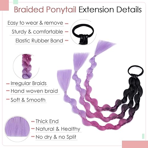 Miniatura 3 de Benehair Extensión de cola de caballo de burbujas para mujeres negras  Cola de caballo larga trenzada estilo protector Afro Puff Extensión