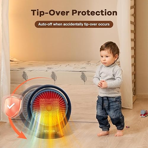 Miniatura 4 de Calentadores de espacio para uso en interiores, calentador portátil PTC, calentamiento rápido, calentador eléctrico con 2 modos de calefacción,