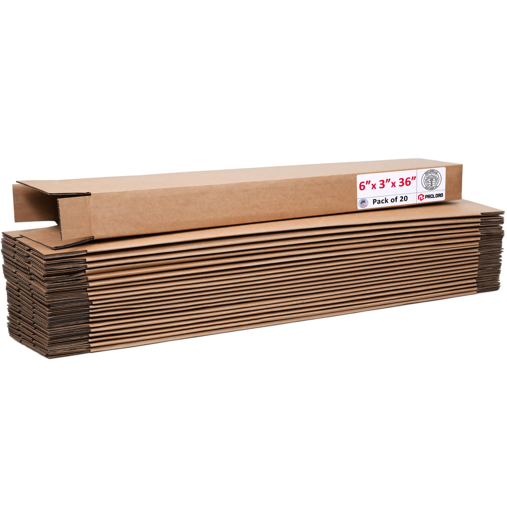 Tall Cardboard Boxes 6"L x 3"W x 36"H (Pack of 20) - USA-Made Packing Boxes for Moving, Shipping, or Storage - USPS, UPS, FedEx Approved - Professional Packing Supplies for Moving | USA-Made Packing Boxes for Moving, Shipping, or Storage - USPS, UPS, FedEx Approved - Professional Packing Supplies