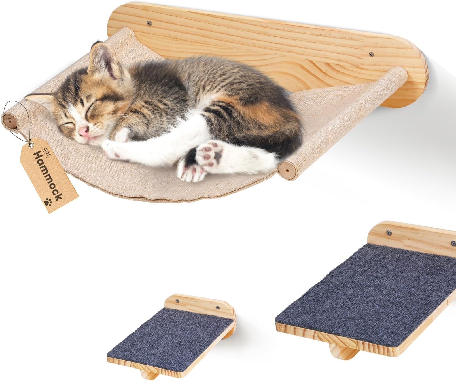 Kidken Cat Wall Bed Cat Wall Furniture with Steps, Wall-Mounted Cat ...
