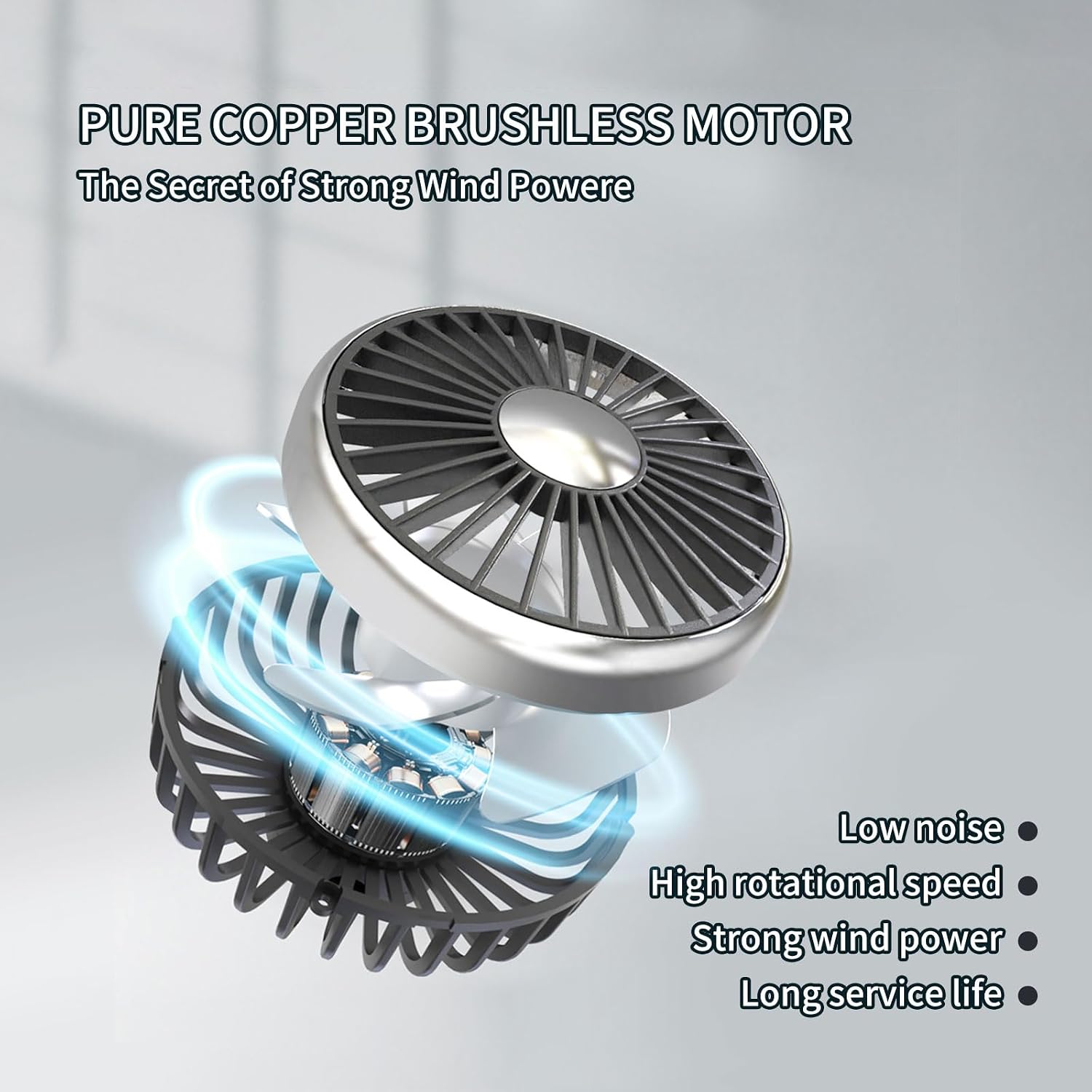 USB Car Fan for Backseat: Dual Back Seat Fans for Kids Baby,Separated Controlled Heads and 2 LED Lights,360° Rotatable Cooling-3 Speeds,Auto Cooler for Sedan SUV RV Truck Van(No Battery)