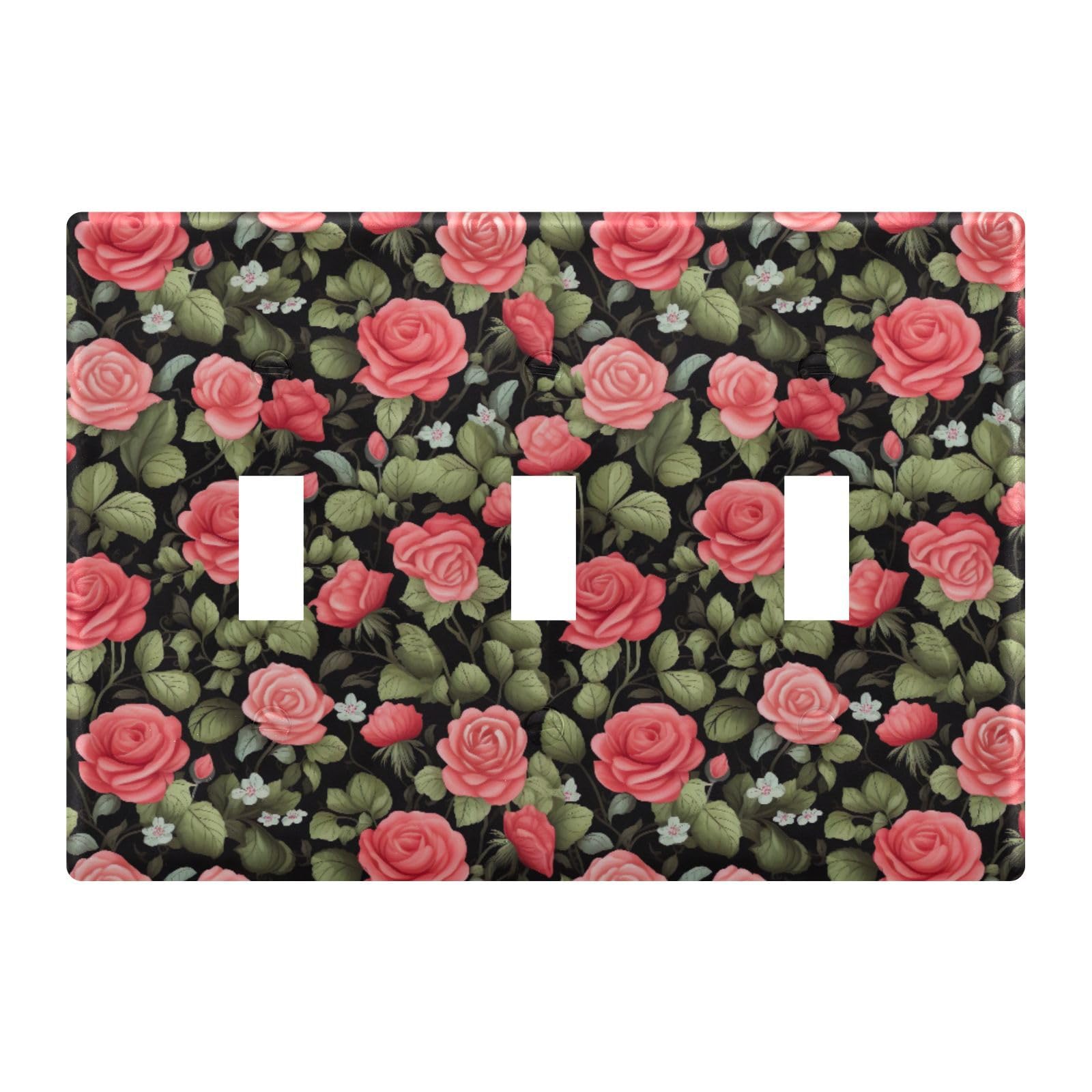 Light Switch Cover Red Rose Wall Plates for Electrical Outlets 3 Gang 202a8712