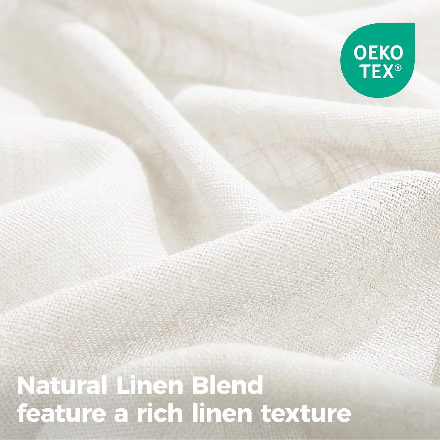 Pinch Pleated Linen Curtains for Living Room, Light Filtering Sheer Curtains 90 inches Long, Farmhouse Natural Pinch Pleat Drapes, Semi Sheer Window White Curtain with Hooks 2 Panels