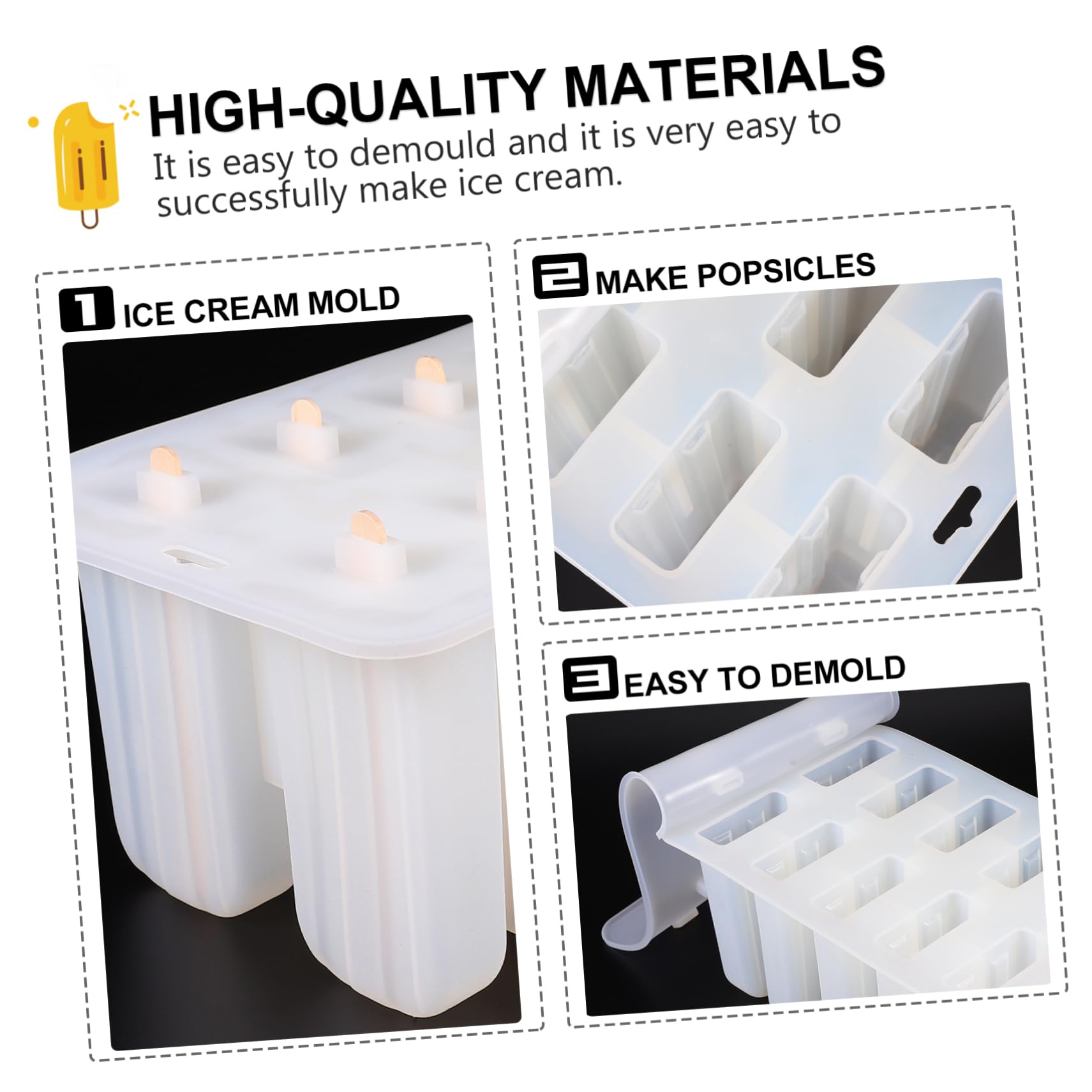 IMIKEYA Moule à Glace Diy 10 Pièces En Silicone Avec Bâtonnets En Moules à Réutilisables En Plastique Transparent Pour L'été Facile à Démouler Garçon Et Adultes