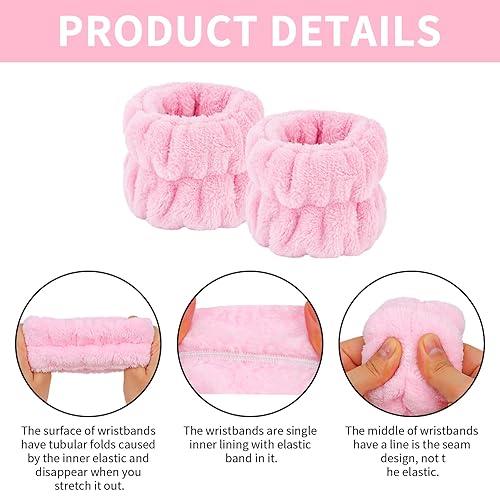 Miniatura 6 de ACO-UINT Juego de 6 diademas de spa y muñequeras, diademas para el cuidado de la piel, diadema de maquillaje, diadema de esponja para lavar la cara,