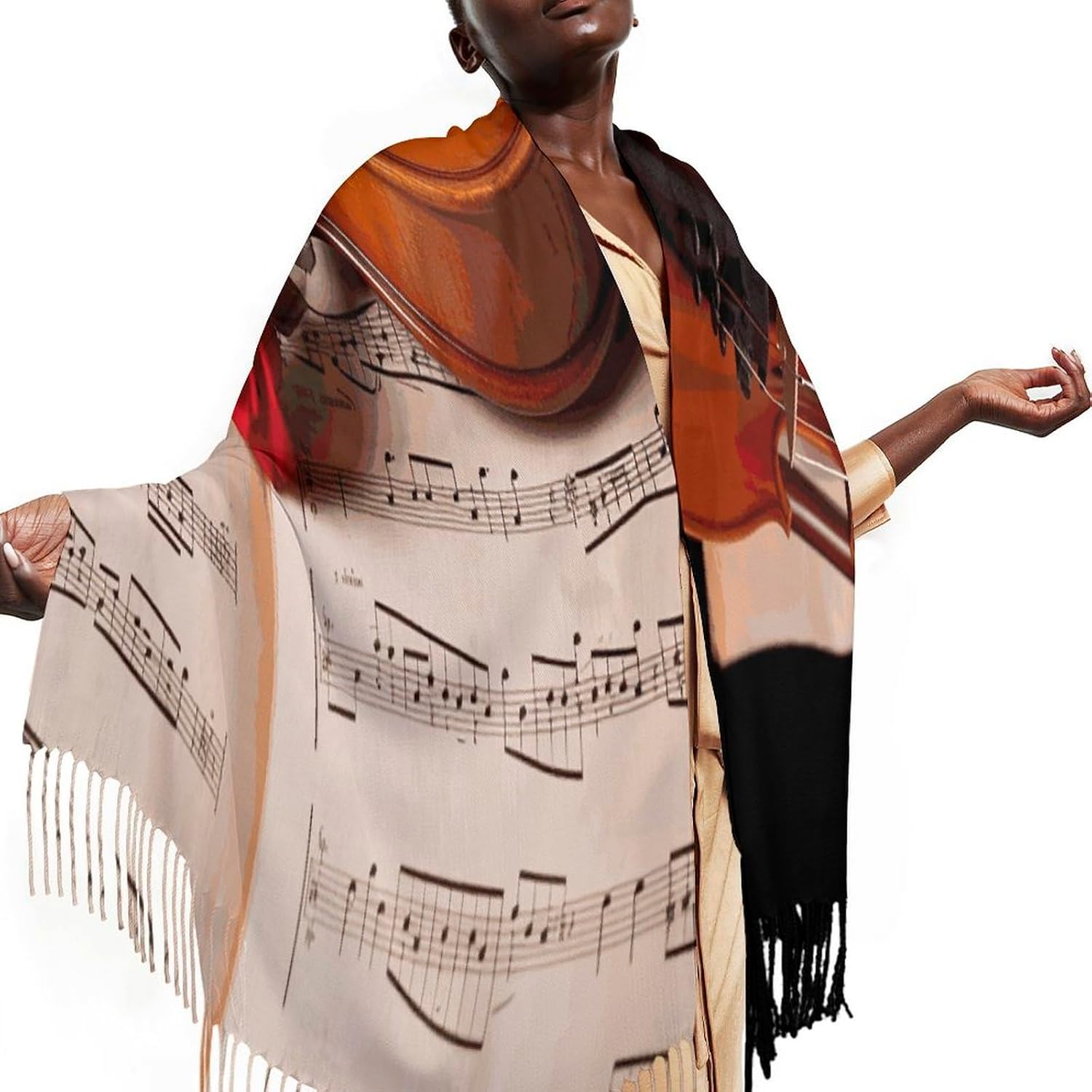 Violin Sheet Music Scarf for Women Men Soft Warm Fashion Blanket Scarves Classic Cashmere Feel Scarf Long Shawl Large Scarves Cold Weather Thick Blanket Scarfs