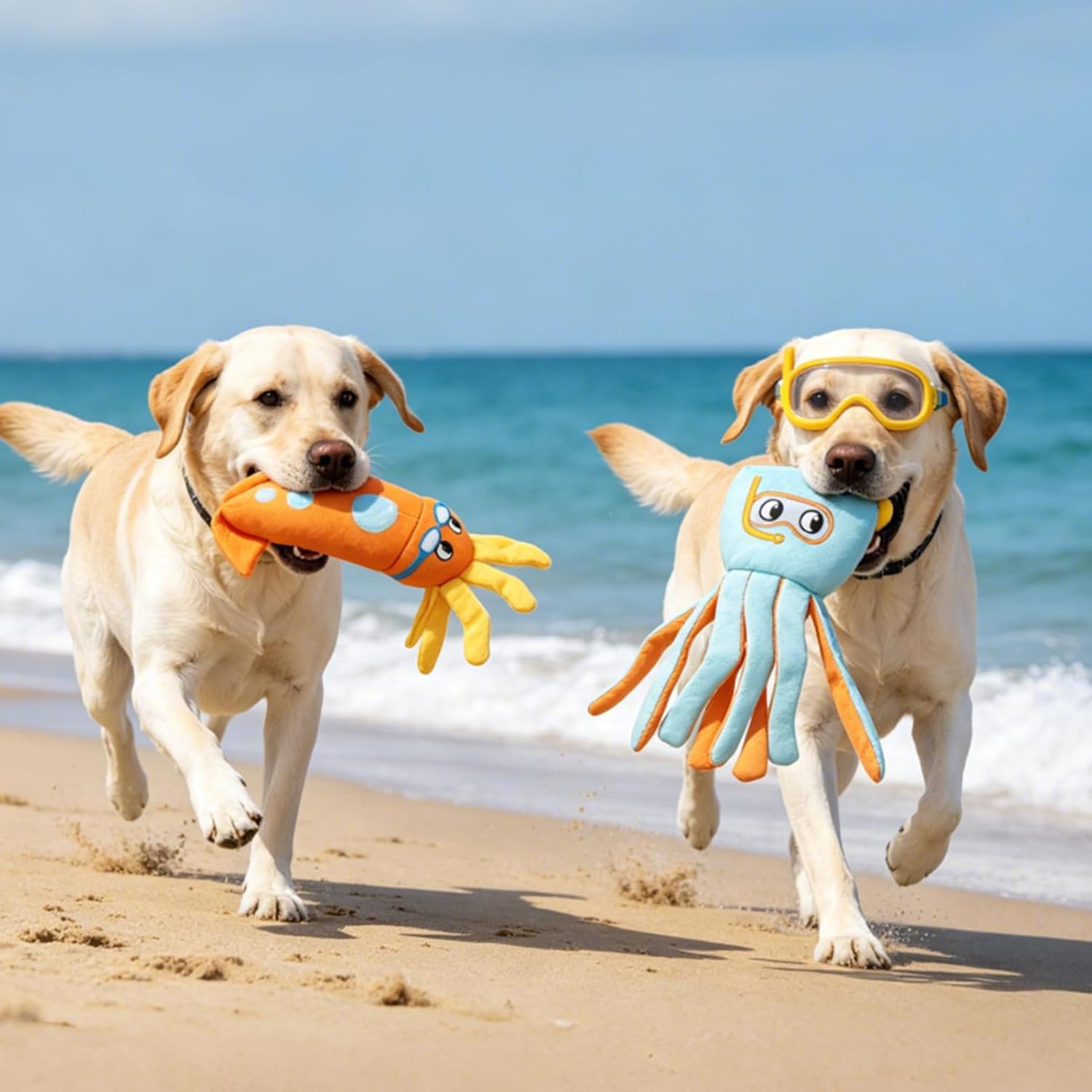 Mihachi Floating Dog Water Pool Toys 2 Pack for Swimming Pool, Interactive Crinkle Pet Puppy Chew Toys for Play and Training, Funny Dog Toy for Small Medium Large Breed, Octopus & Squid