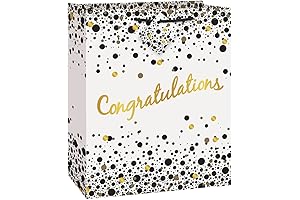 "Celebrate Your Special Day" Speckled Black & Gold Congratulations Large Gift Bag