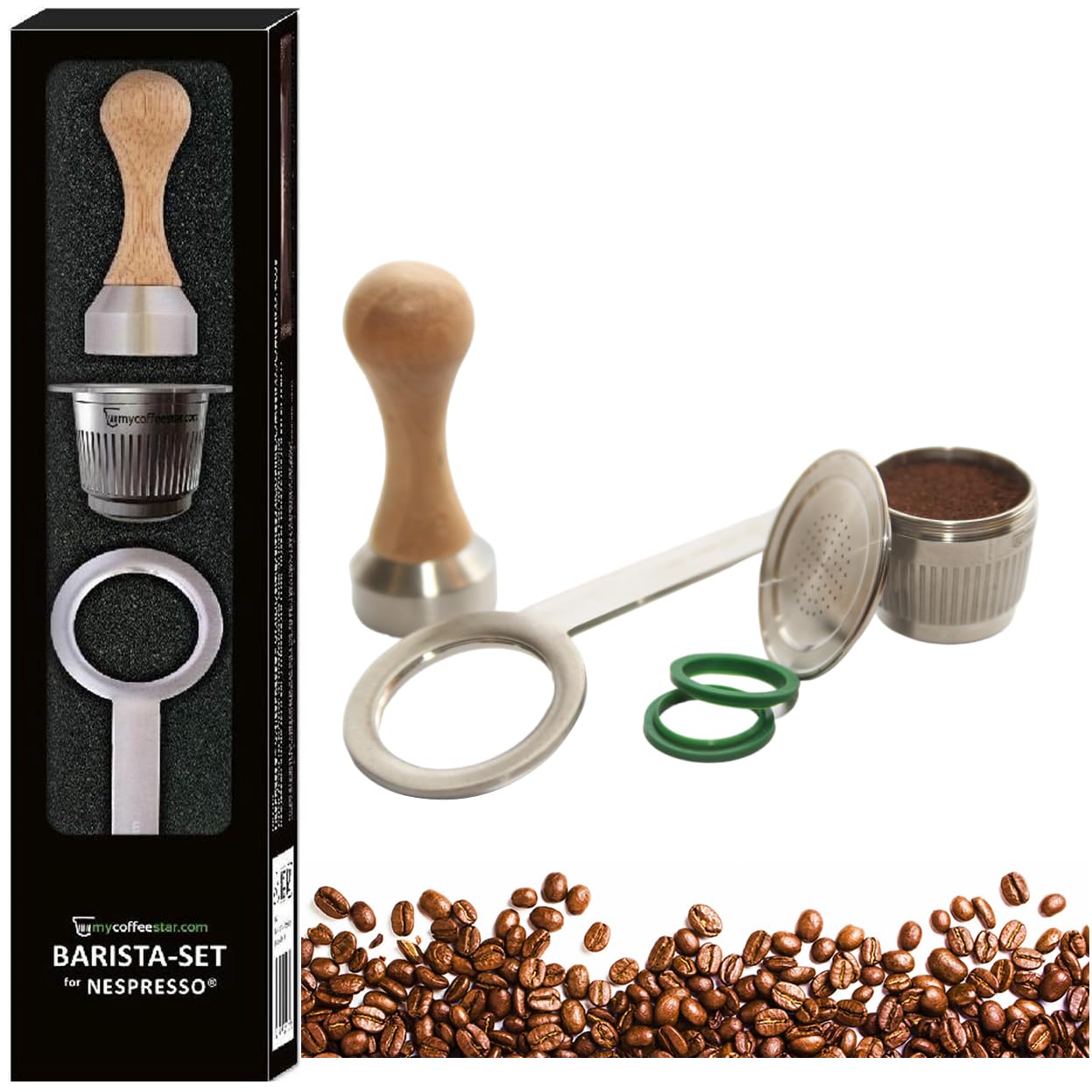 Wiederbefüllbares, wiederverwendbares Kaffeekapsel Set aus Edelstahl für Baristas, kompatibel mit Nespresso