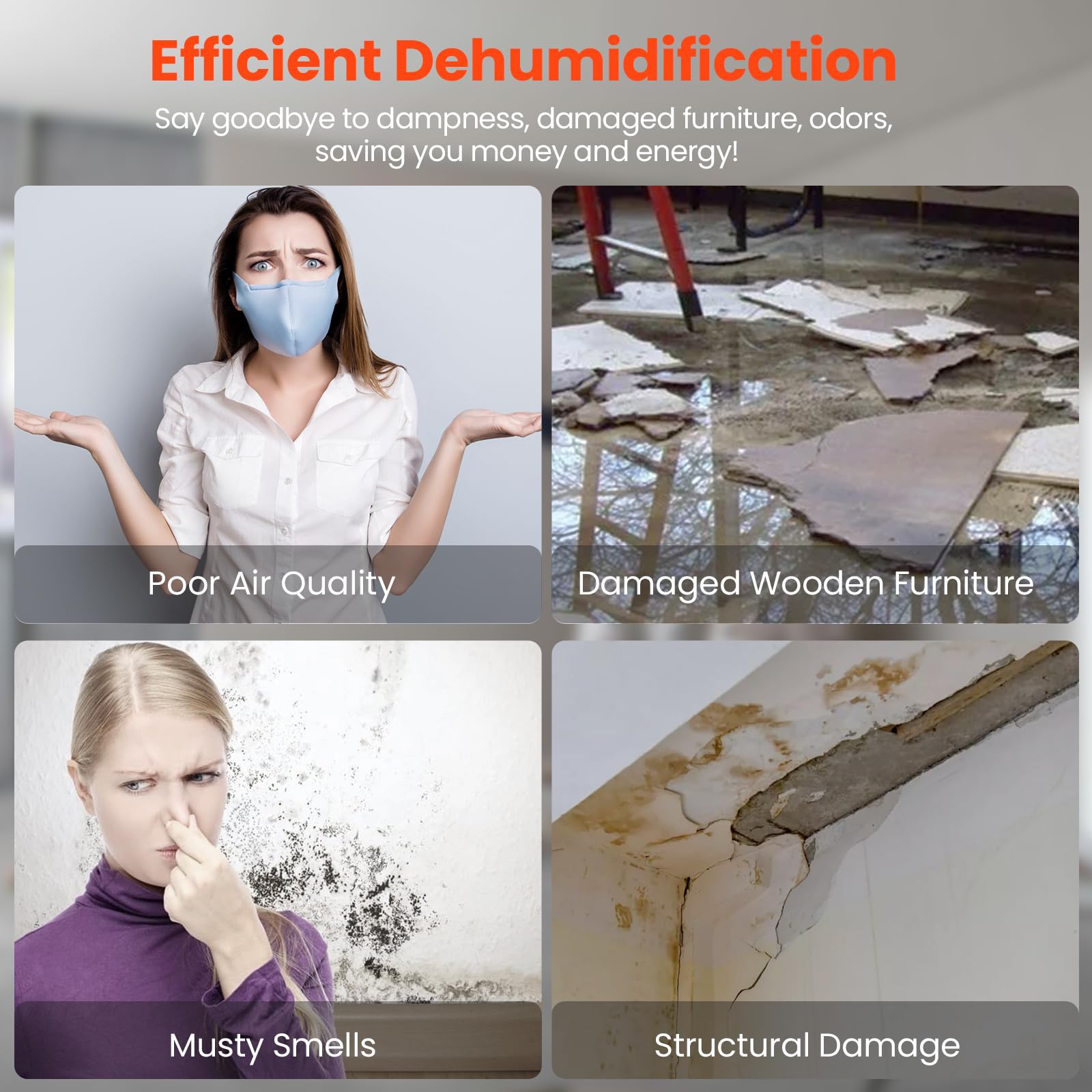 Abestorm Crawl Space Dehumidifier with Hose, 113 Pint Commercial Dehumidifiers Up to 1,200 sq. ft. for Basement, Under House, Humidity Control, Auto Defrosting, Memory Starting(Guardian SN55)