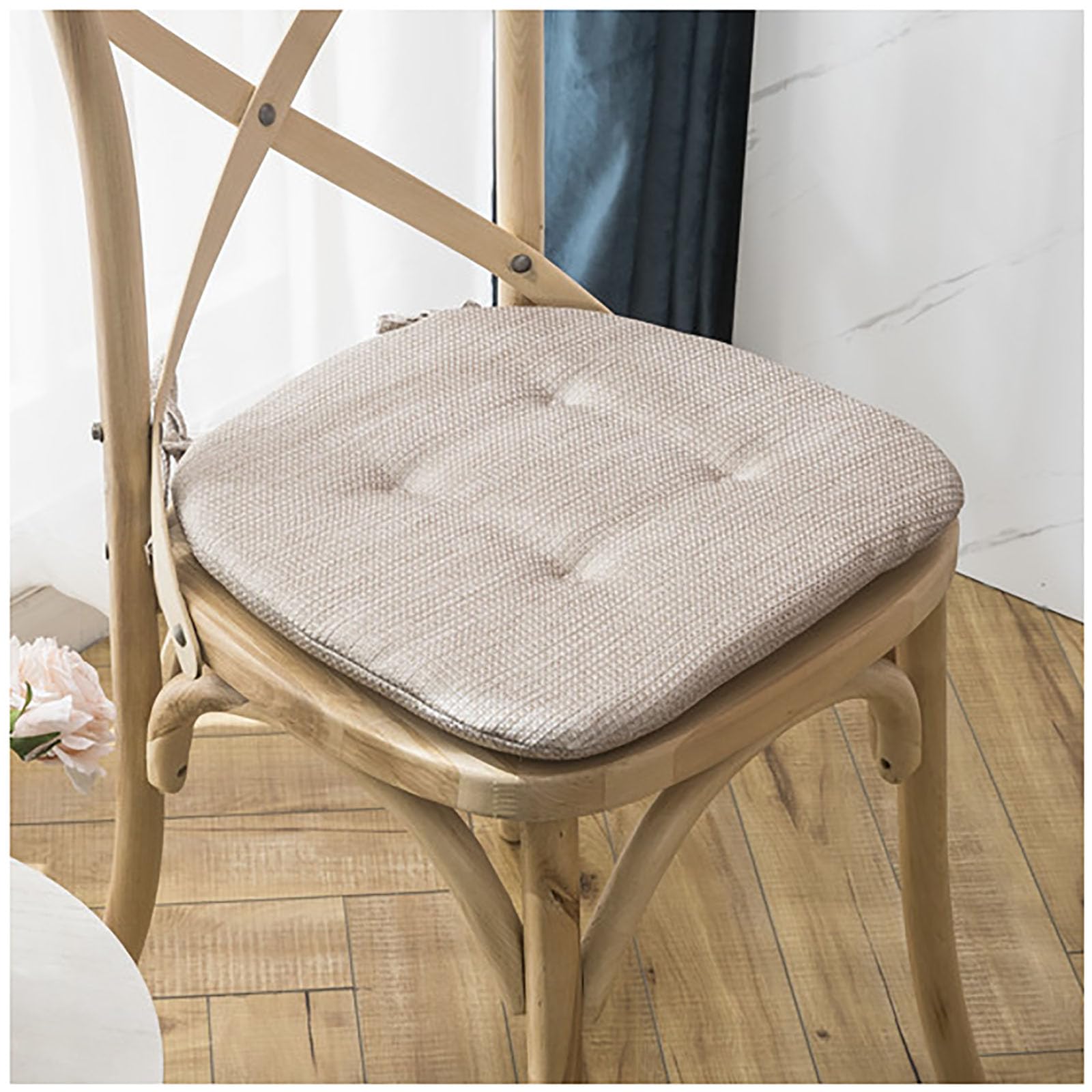 Galette De Chaise Dehoussable et Respirante ZTGL Beige avec Attaches Fixes