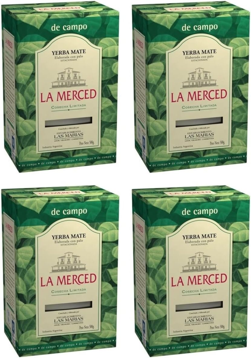 La Merced Yerba Mate Elaborada con Palo / With Stems 500gr 4 Pack