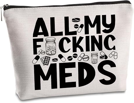 Funny Medicine Makeup Bag Medicine Gifts Nurse Practitioner Pharmacist Patient Birthday Christmas Travel Cosmetic Bag for Friends Funny Pill Organizer Zipper Pouch