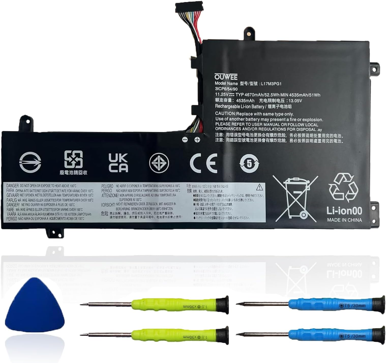 L17M3PG1 Laptop Battery Compatible with Lenovo Legion Y530-15ICH Y7000 2019 1050 Y7000-2019-PG0 Y540-15IRH-PG0 Y7000P Series Notebook L17L3PG1 L17M3PG3 L17C3PG1 11.25V 52.5Wh
