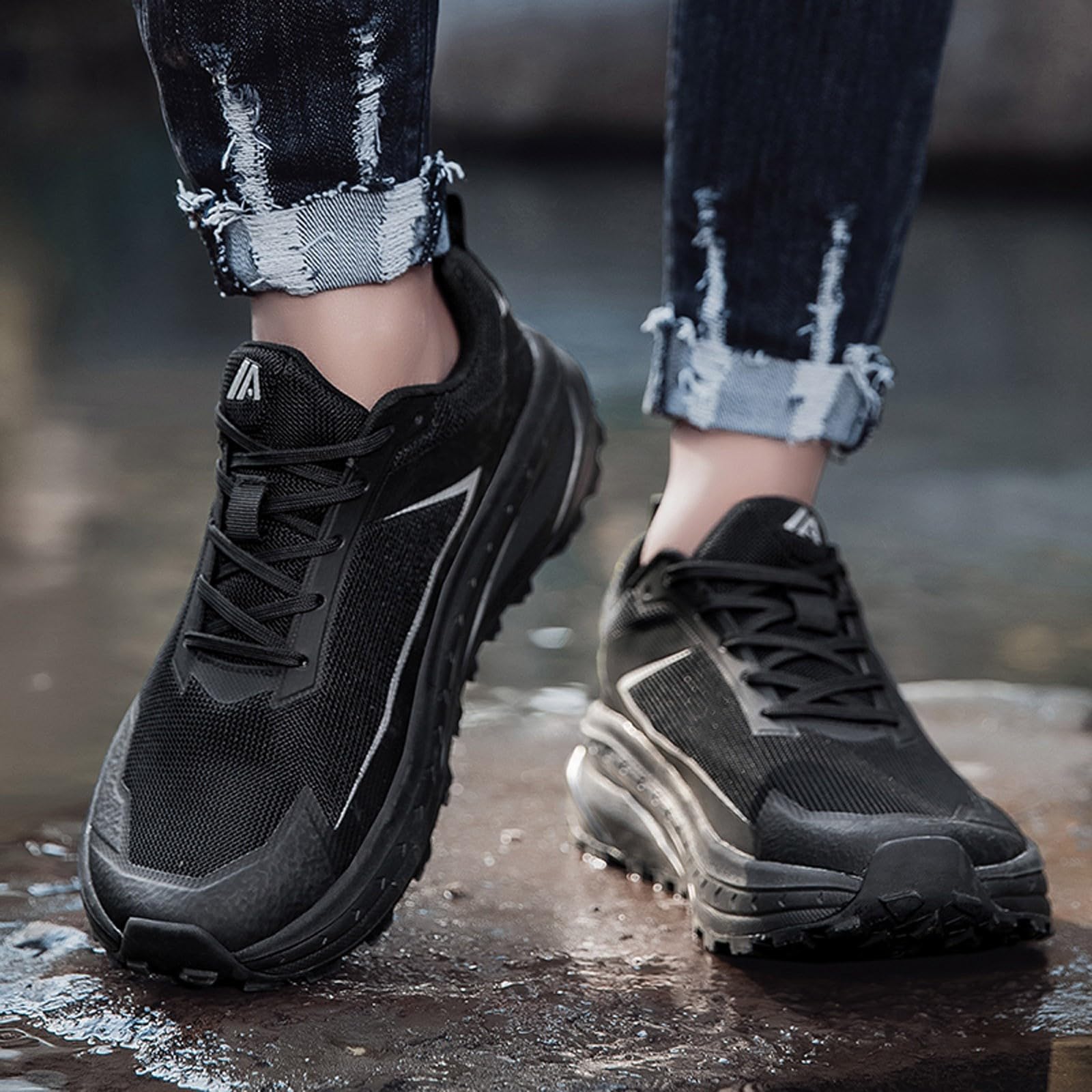 Zapatillas de correr para hombre, zapatillas de deporte anchas, ligeras, transpirables, cómodas, antideslizantes, para senderismo, deportes al aire libre y fitness