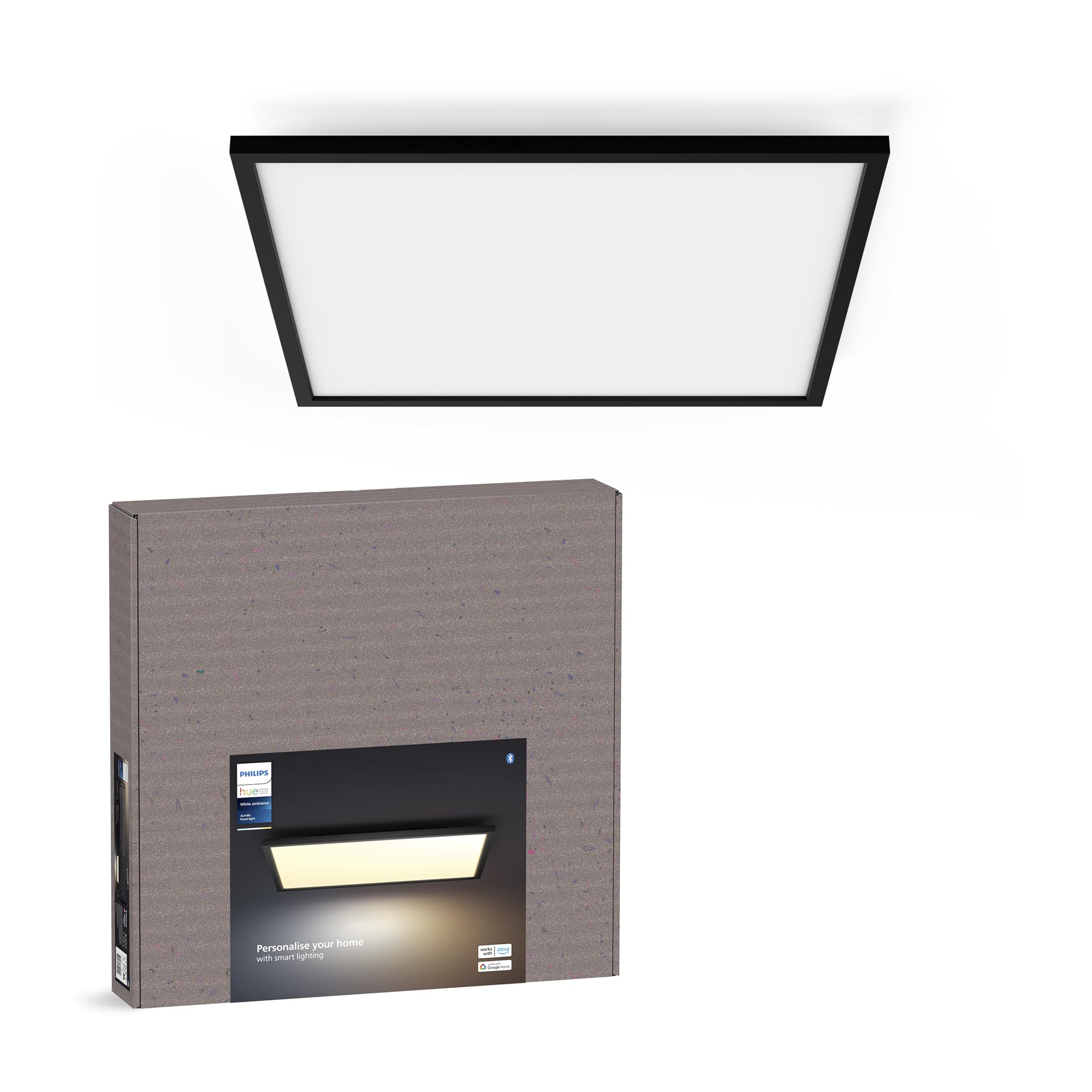 Philips Hue White Ambiance Aurelle Smart LED Panel Light [60x60cm - Black] for Indoor Home Smart Lighting, Wall, Ceiling, Bedroom, Livingroom, New Generation
